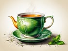 Grüner Tee mit Vanille in der Küche
